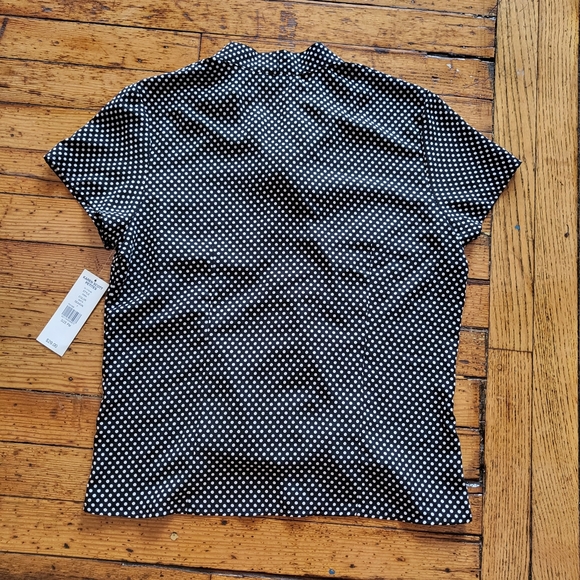Karen Scott Button Down Short Sleeve Top Black & White Polka Dot Size PM - Picture 6 of 6